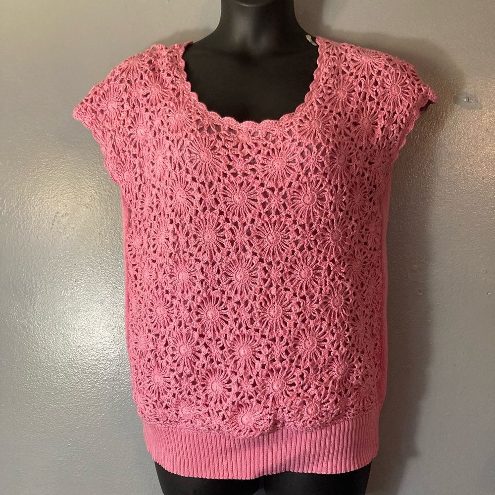 Joseph A. Pink Knit Crochet Top